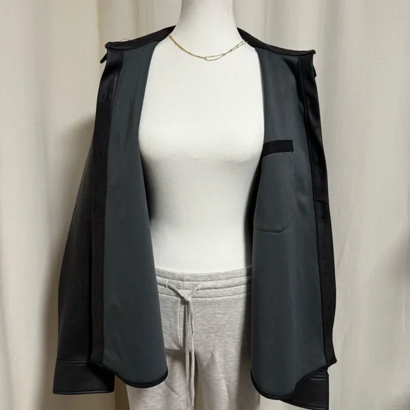 Vegan Leather Button-Up Shirt - Picture 5 of 6